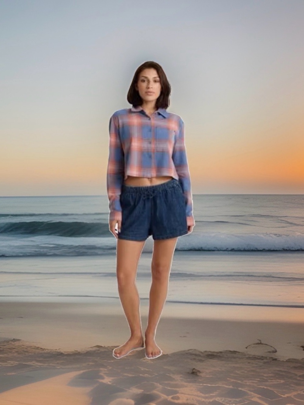 Volcom Women’s Size Small Slowburn Long Sleeve Crop Button-up Shirt. NWT